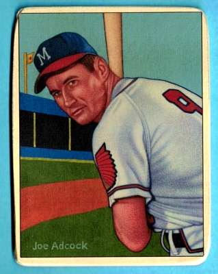 Picture, Helmar Brewing, Helmar This Great Game Card # 57, Adcock, Joe, Bat up, leaning in, Milwaukee Braves